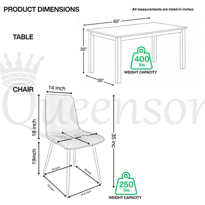 TABLE DE SALLE À MANGER UNIVERSELLE EN BOIS ESPRESSO AVEC CHAISES EN VELOURS ROULÉ
