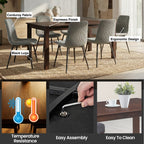 UNIVERSAL ESPRESSO WOOD DINING TABLE WITH CORDUROY CHAIRS
