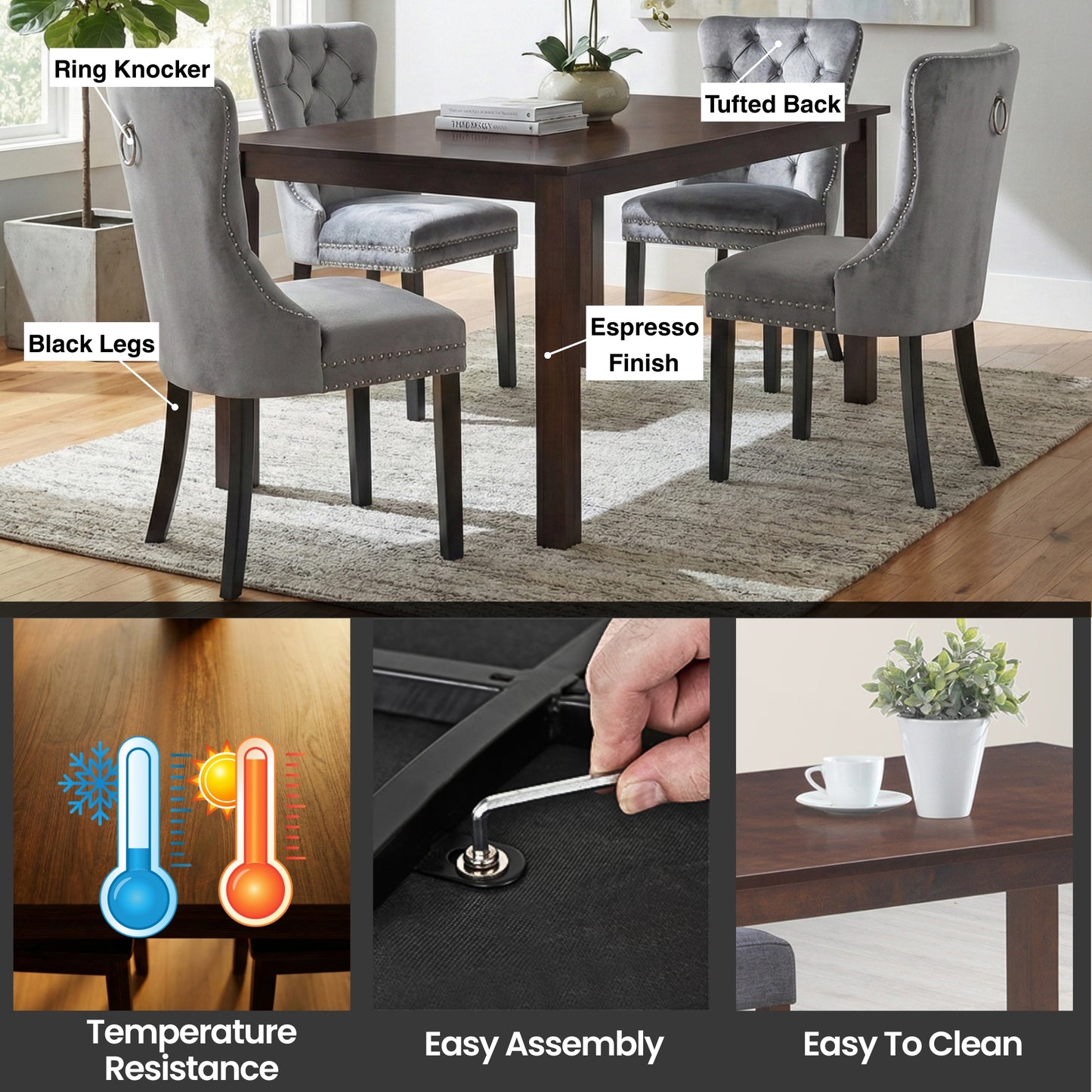 Universal Dining Table Solid Wood Espresso Finish