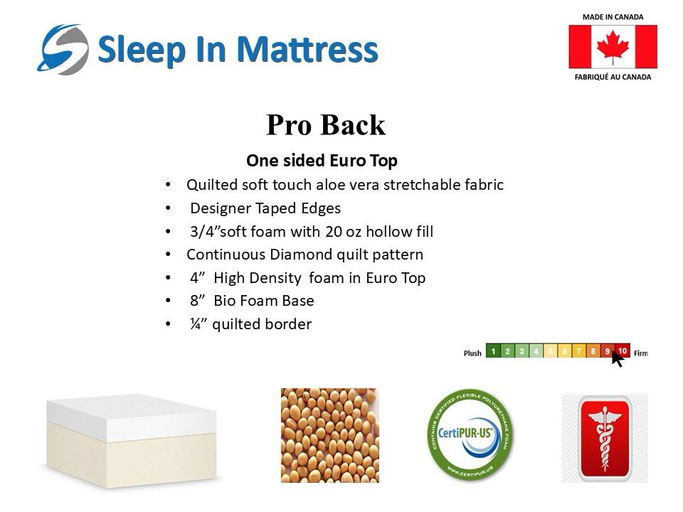 Pro Back – Matelas Euro Top à une face