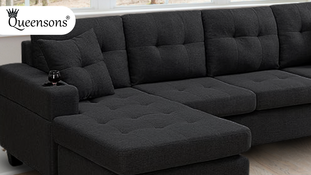 Devan Reversible Chaise Sectional Sofa with Cupholders