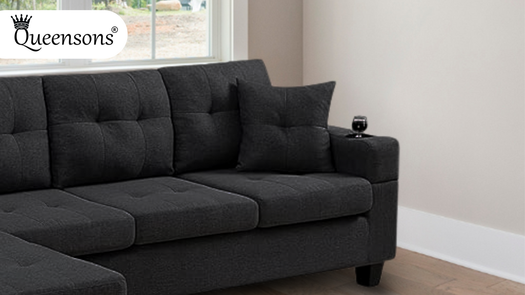 Devan Reversible Chaise Sectional Sofa with Cupholders