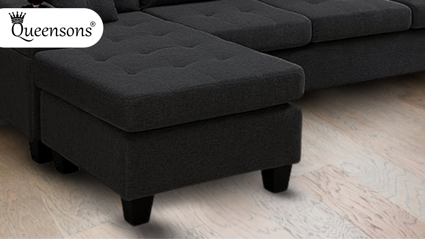 Devan Reversible Chaise Sectional Sofa with Cupholders