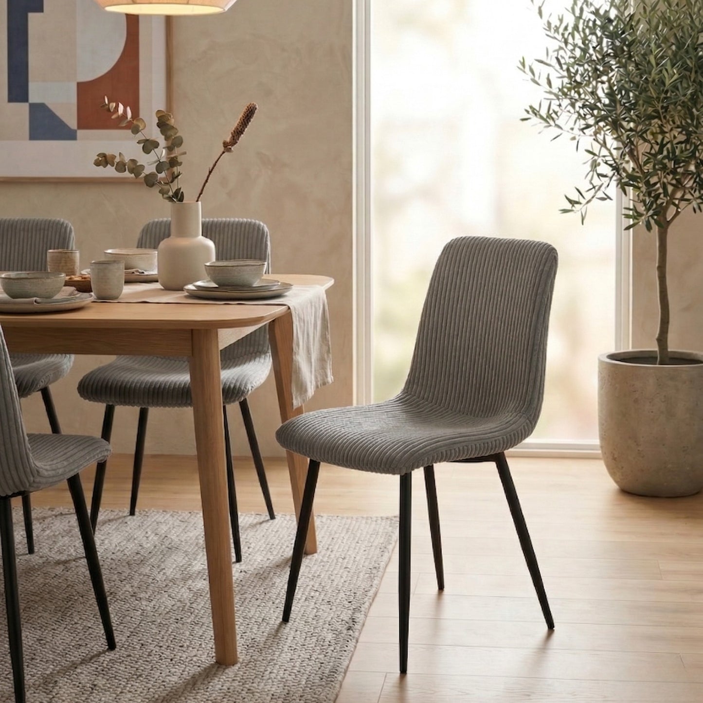 CORDUROY DINING CHAIRS SET OF 6
