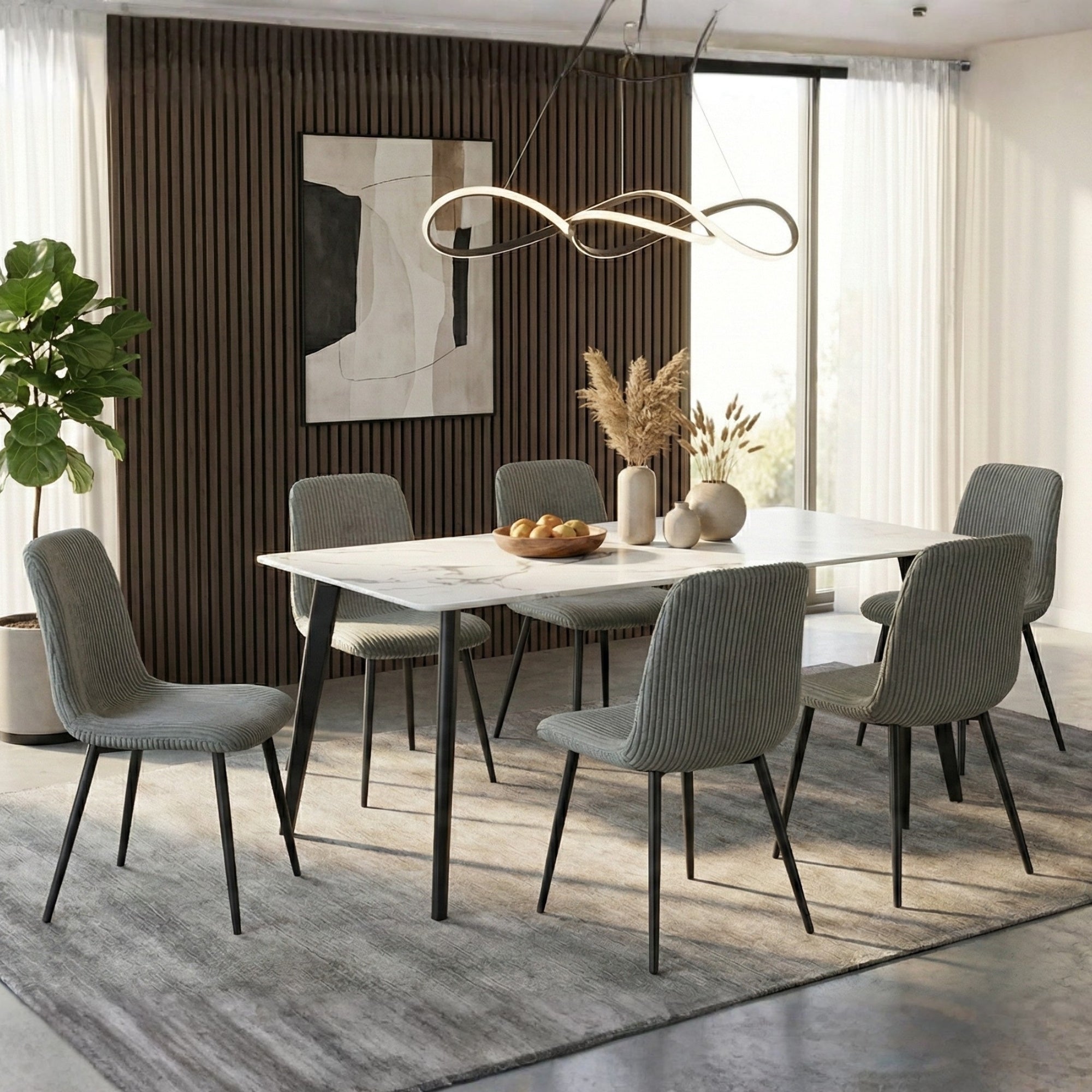 CORDUROY DINING CHAIRS SET OF 6