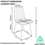 CORDUROY DINING CHAIRS SET OF 6