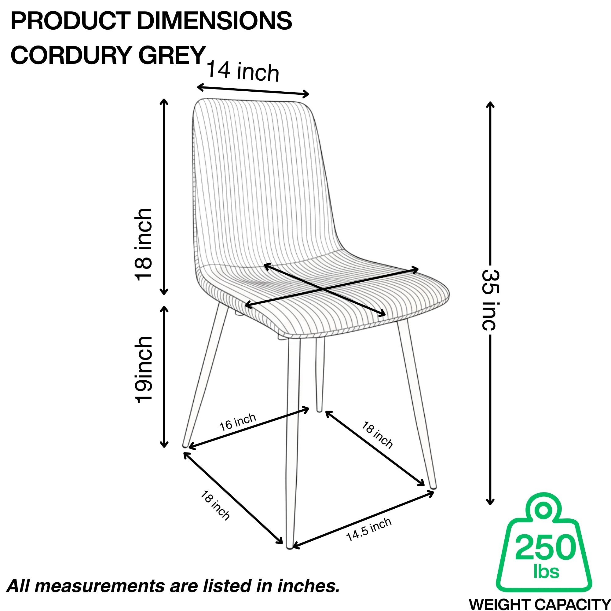 CORDUROY DINING CHAIRS SET OF 6