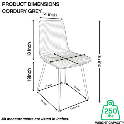CORDUROY DINING CHAIRS SET OF 6