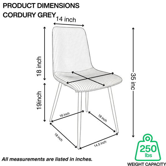CORDUROY DINING CHAIRS SET OF 6