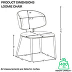 Loomie Dining Chair with Metal Legs SET OF 2