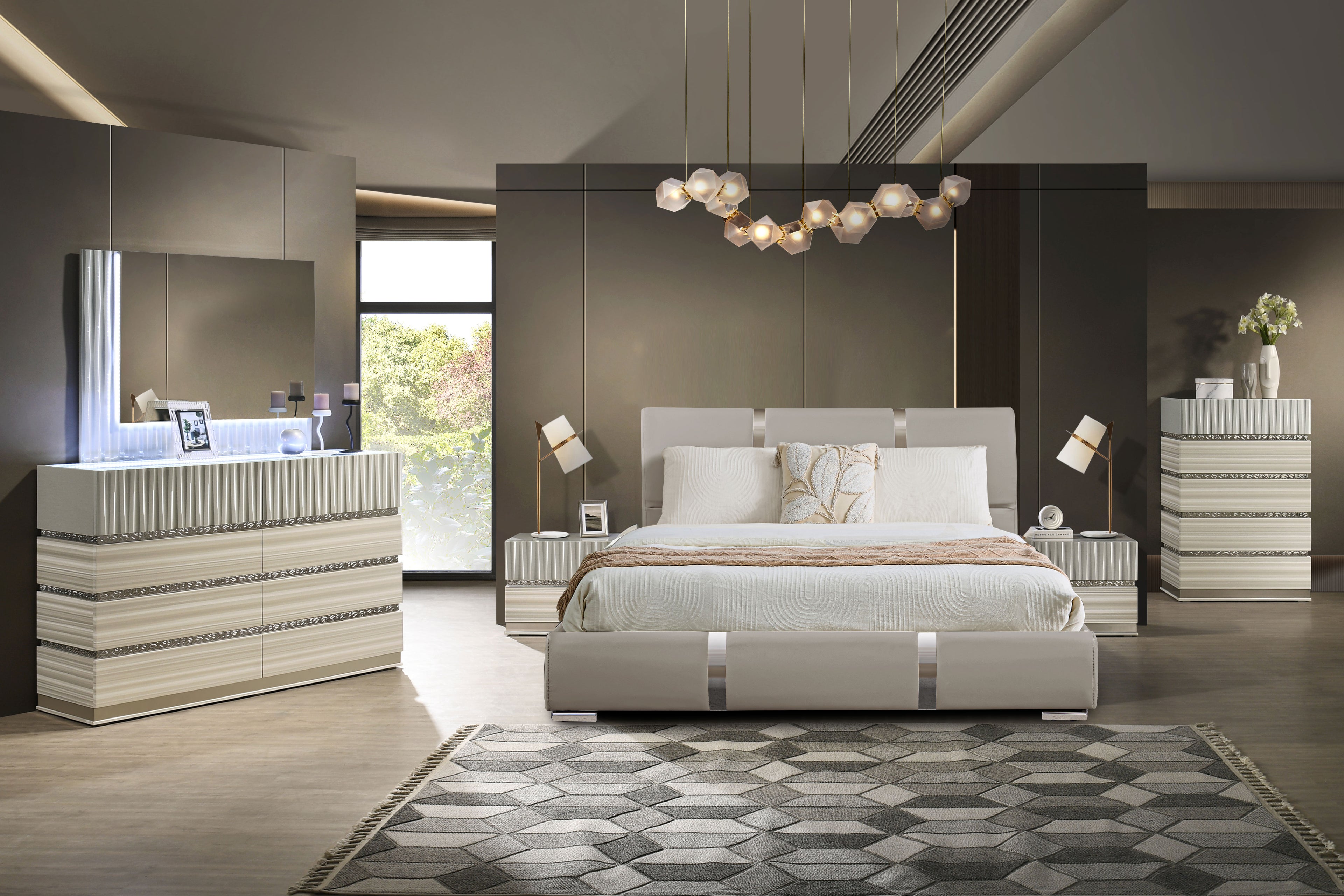 MURICH BEDROOM SET WITH AMBIENT LIGHTING