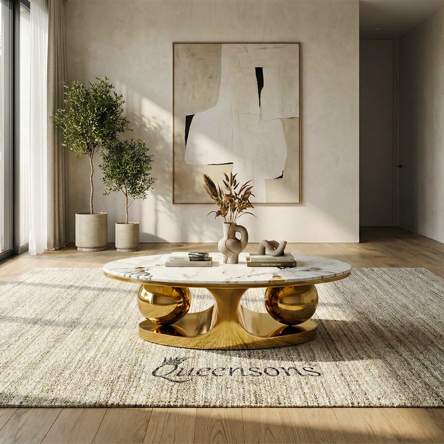ORBITAL COFFEE TABLE WITH SINTERED STONE (AS IS) FLOOR CLEARANCE