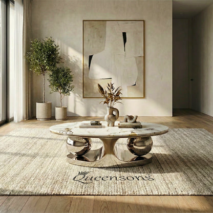 ORBITAL COFFEE TABLE WITH SINTERED STONE (AS IS) FLOOR CLEARANCE