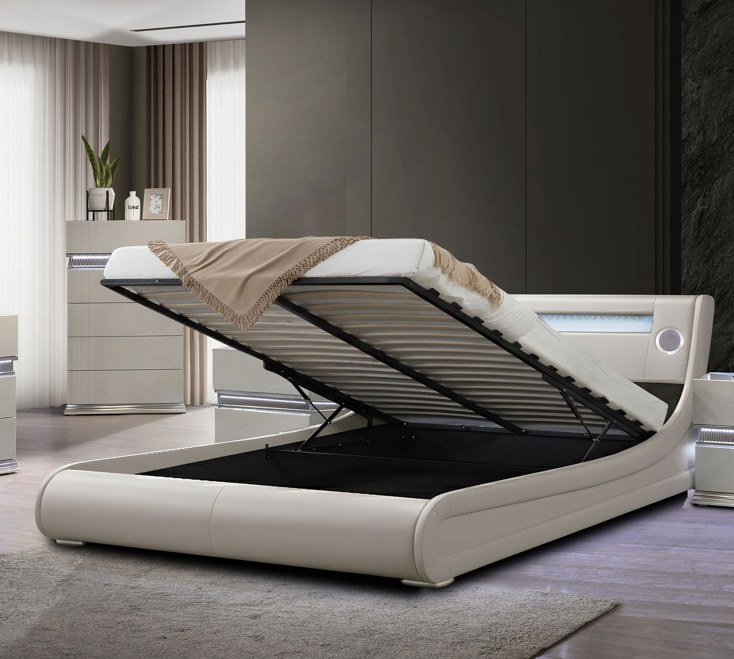 PARAJ BEDROOM SET WITH AMBIENT LIGHTING