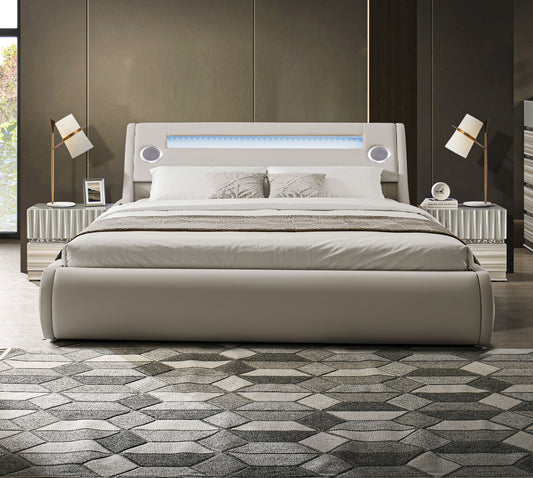 NEW Paris Vegan Leather Bed With Lift Top Storage Queen