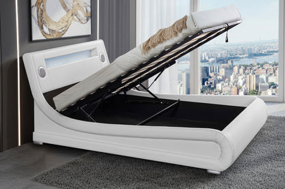 NEW Paris Vegan Leather Bed With Lift Top Storage Queen