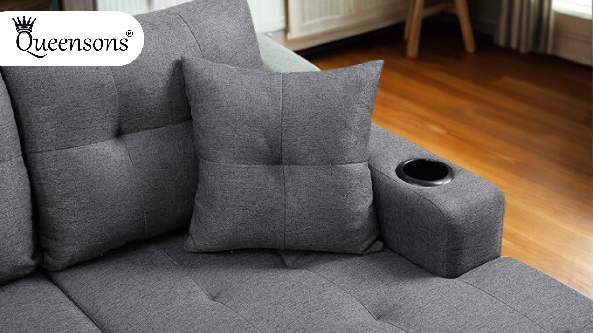 Devan Reversible Chaise Sectional Sofa with Cupholders