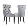 MADRID VELVET DINING CHAIR WITH NAILHEAD TRIM & CHROME KNOCKER – LUXURY BUTTON-TUFTED DINING CHAIR