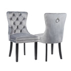 MADRID VELVET DINING CHAIR WITH NAILHEAD TRIM & CHROME KNOCKER – LUXURY BUTTON-TUFTED DINING CHAIR