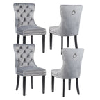 MADRID VELVET DINING CHAIR WITH NAILHEAD TRIM & CHROME KNOCKER – LUXURY BUTTON-TUFTED DINING CHAIR