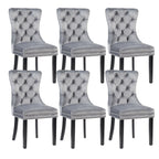 MADRID VELVET DINING CHAIR WITH NAILHEAD TRIM & CHROME KNOCKER – LUXURY BUTTON-TUFTED DINING CHAIR