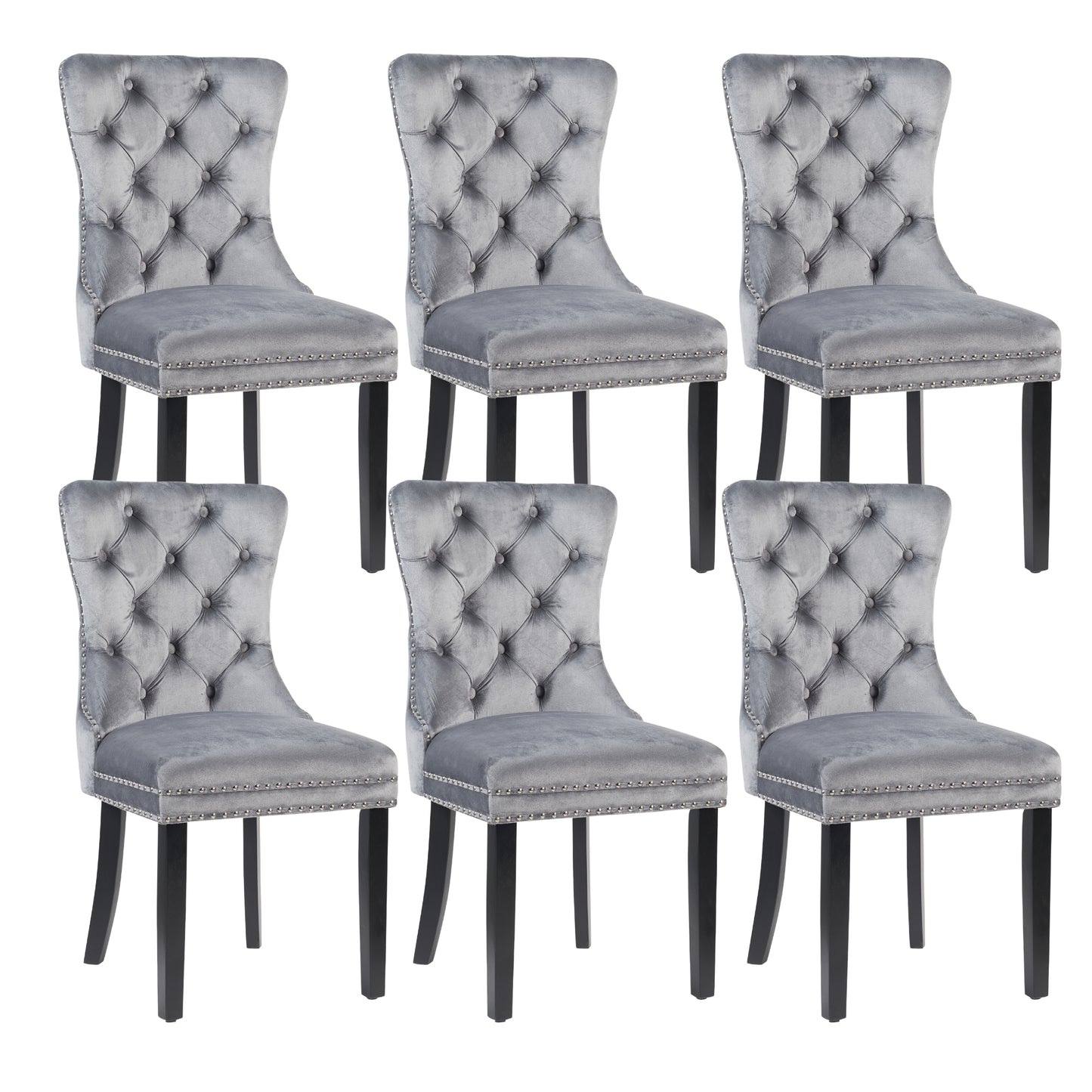 CHAISE DE SALLE À MANGER MADRID EN VELOURS AVEC GARNITURE CLOUÉE ET BOUTONNEAU CHROMÉ – CHAISE DE SALLE À MANGER DE LUXE CAPITONNÉE