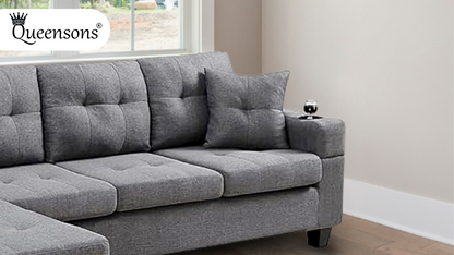 Devan Reversible Chaise Sectional Sofa with Cupholders