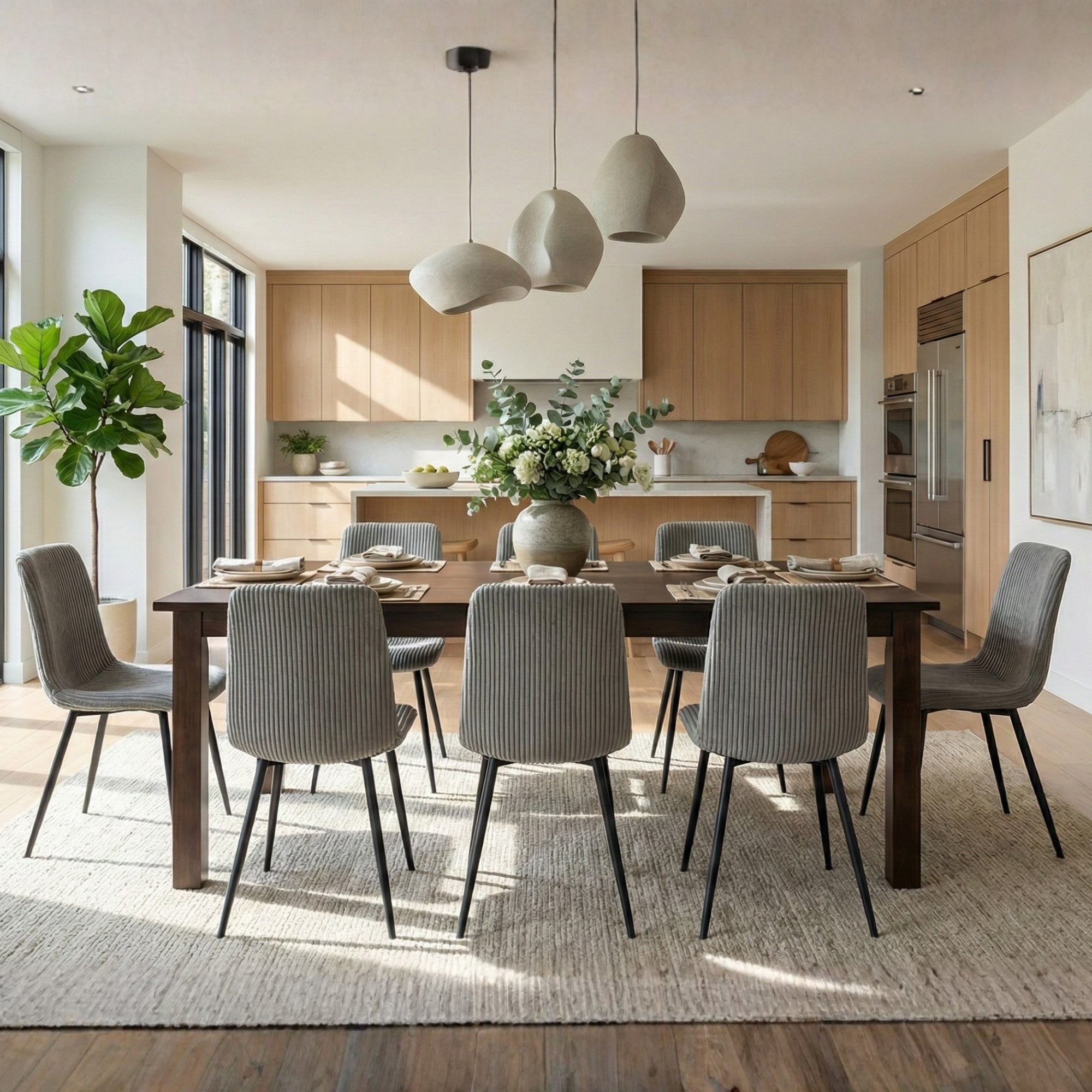 CORDUROY DINING CHAIRS SET OF 6