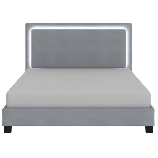 Lumina 78" King Platform Bed w/Light in Grey
