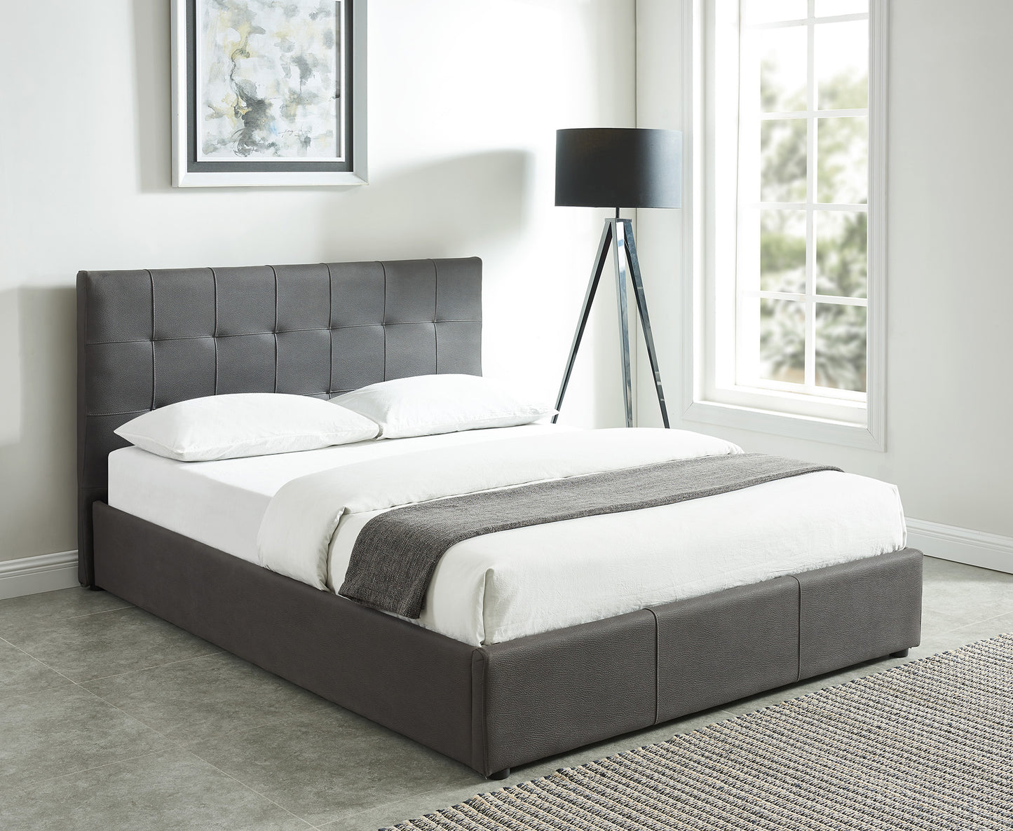 Extara 78" King Platform Bed w/Storage in Grey