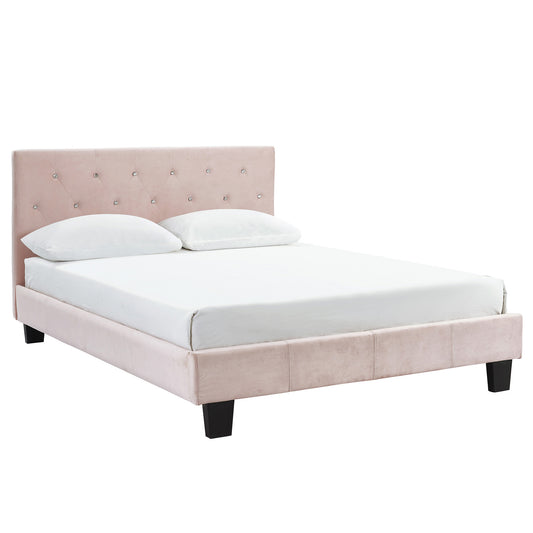 Jazelle 60" Queen Platform Bed in Blush Pink