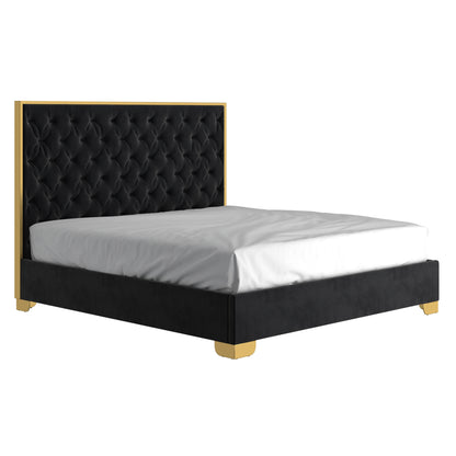 Lucille 78" King Bed in Black and Gold