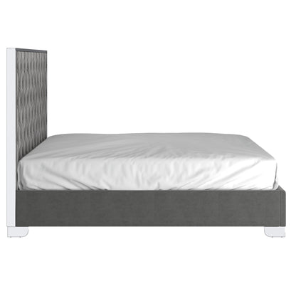 Lucille 78" King Bed in Grey and Silver