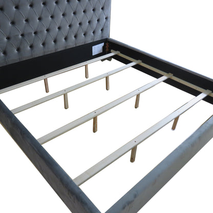 Lucille 78" King Bed in Grey and Silver