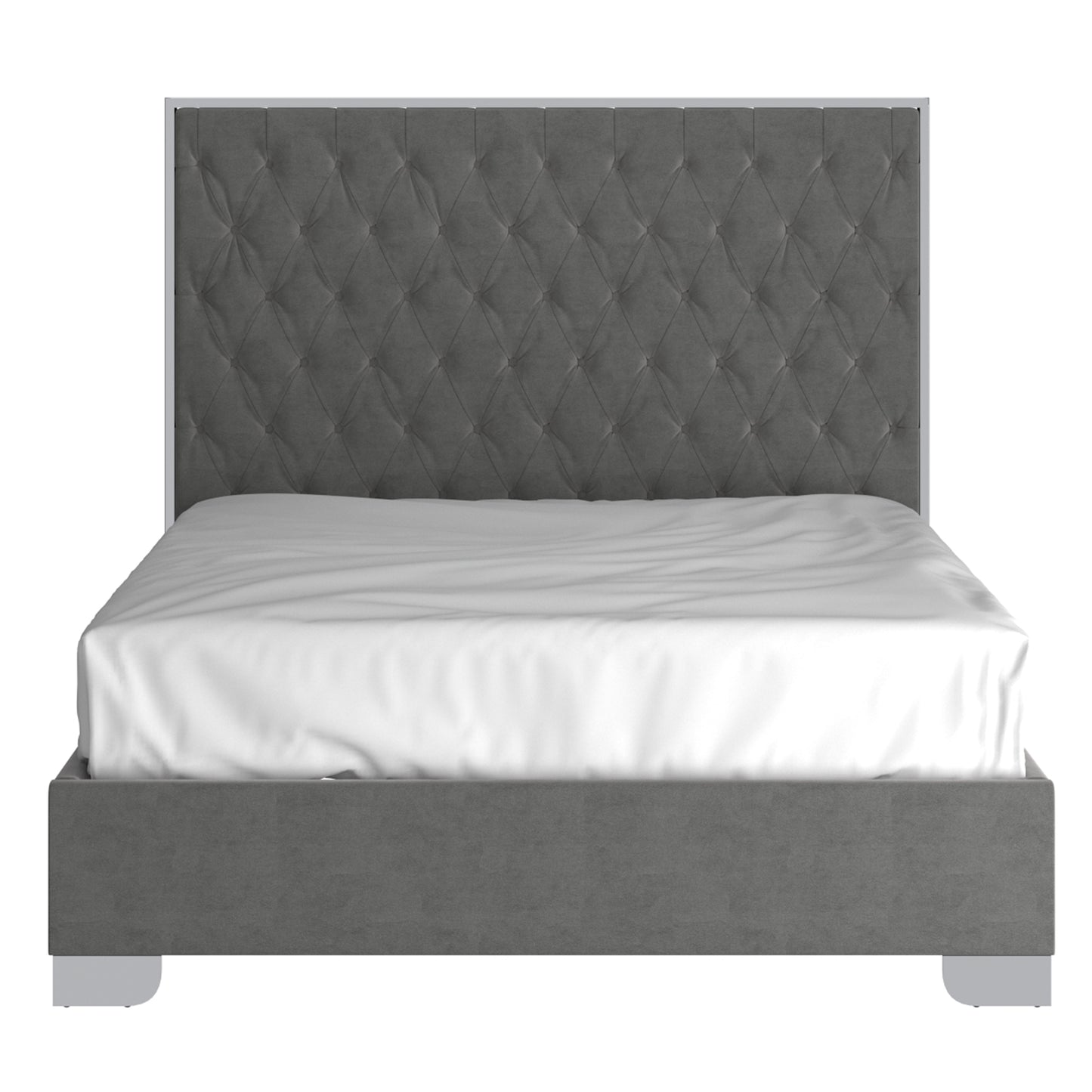 Lucille 60" Queen Bed in Grey and Silver