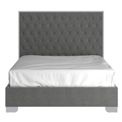 Lucille 60" Queen Bed in Grey and Silver