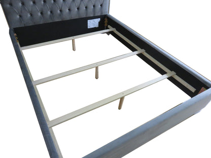 Lucille 60" Queen Bed in Grey and Silver