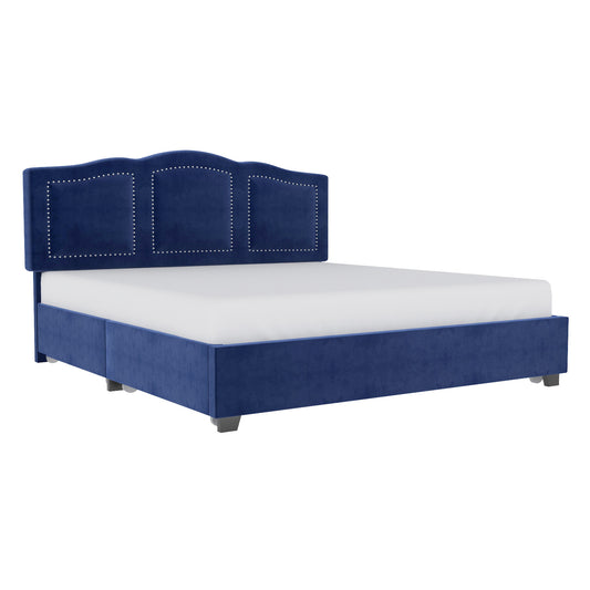 Diana 78" King Platform Bed w/Storage in Blue