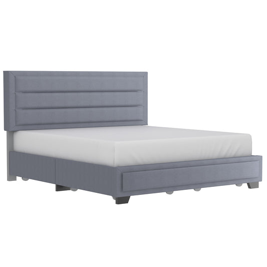 Russell 78" King Platform Bed w/Storage in Grey