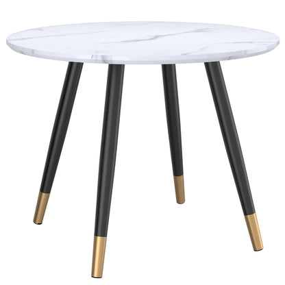 Emery Round Dining Table in White and Black