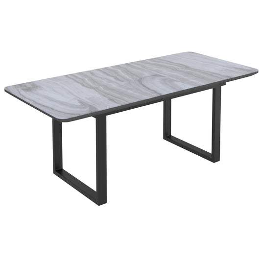Gavin Dining Table w/Extension in Black and Faux Marble