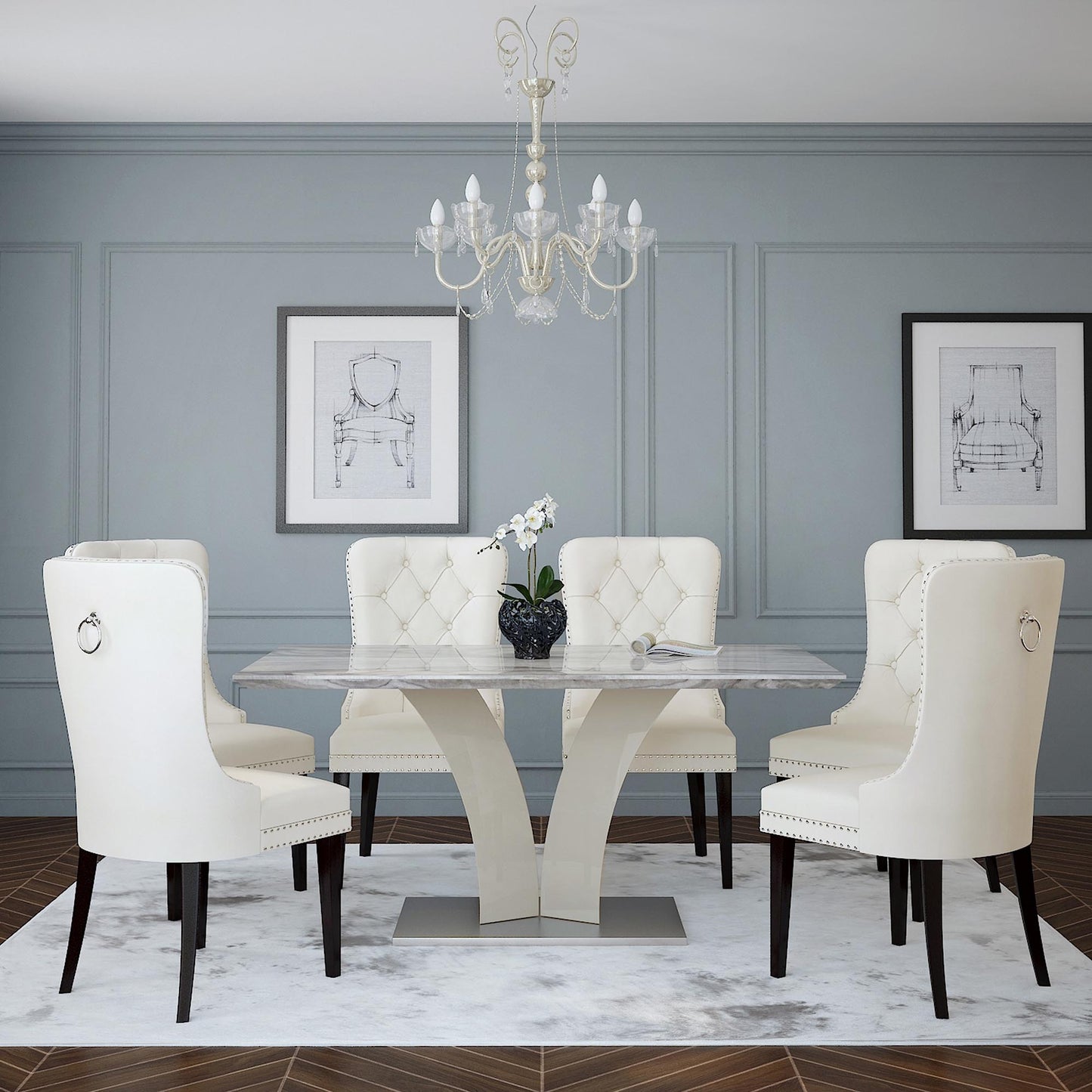 Napoli Rectangular Dining Table in Light Grey