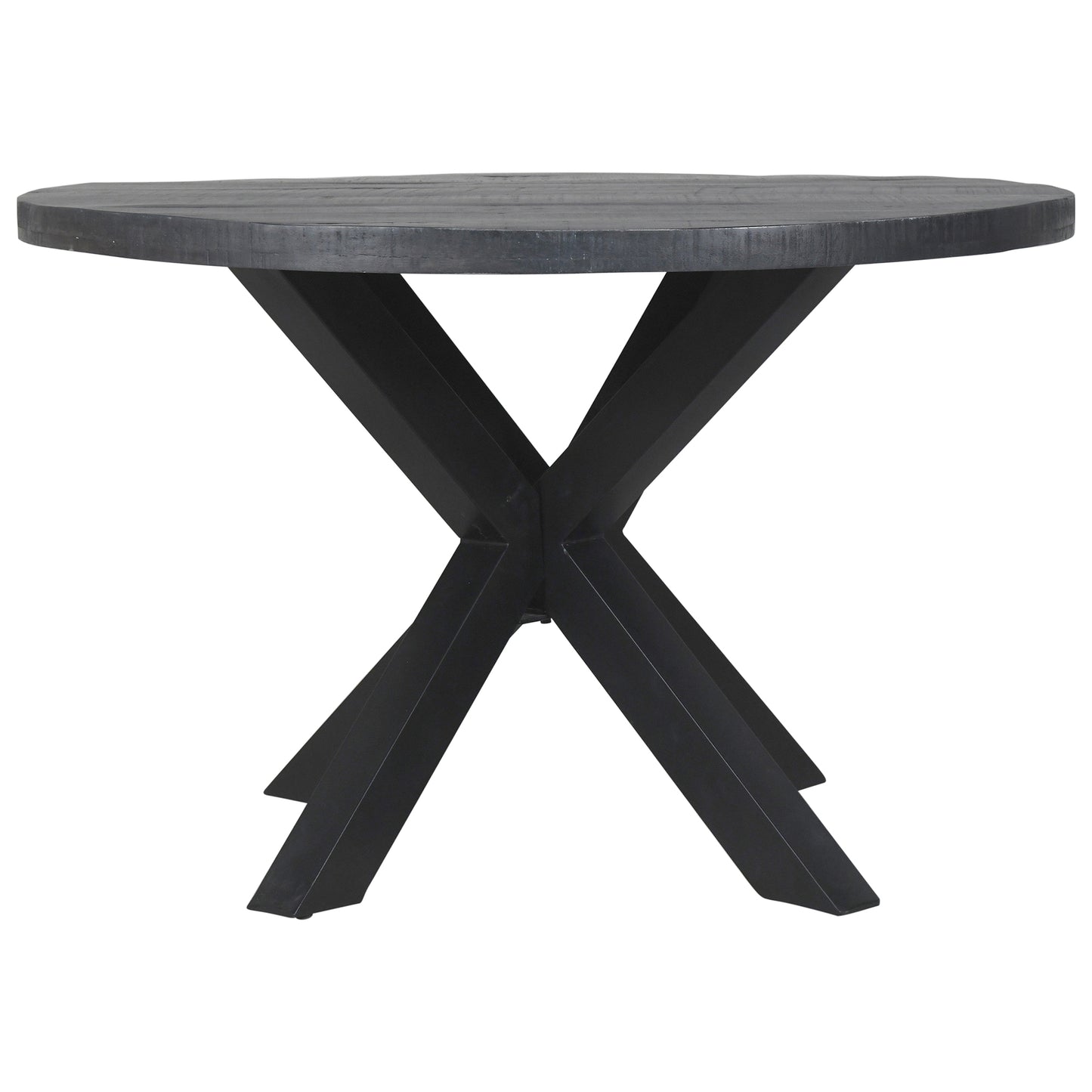 Arhan Round Dining Table in Distressed Grey and Black