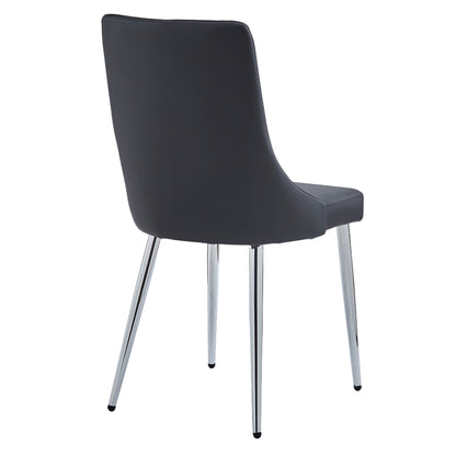 Devo Side Chair, Set of 2 in Black and Chrome
