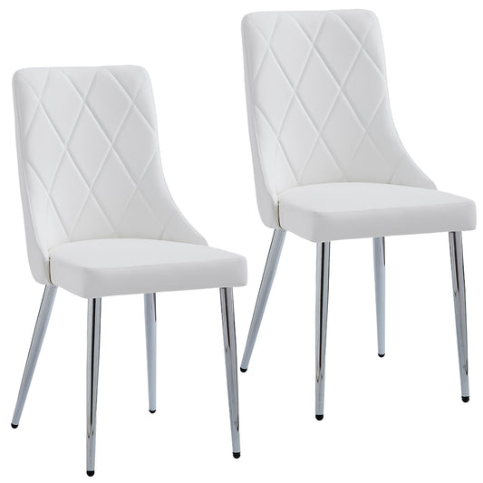 Devo Side Chair, Set of 2 in White and Chrome