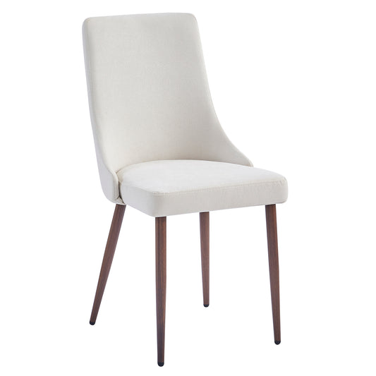 Cora Fabric Side Chair, Set of 2 in Beige and Walnut