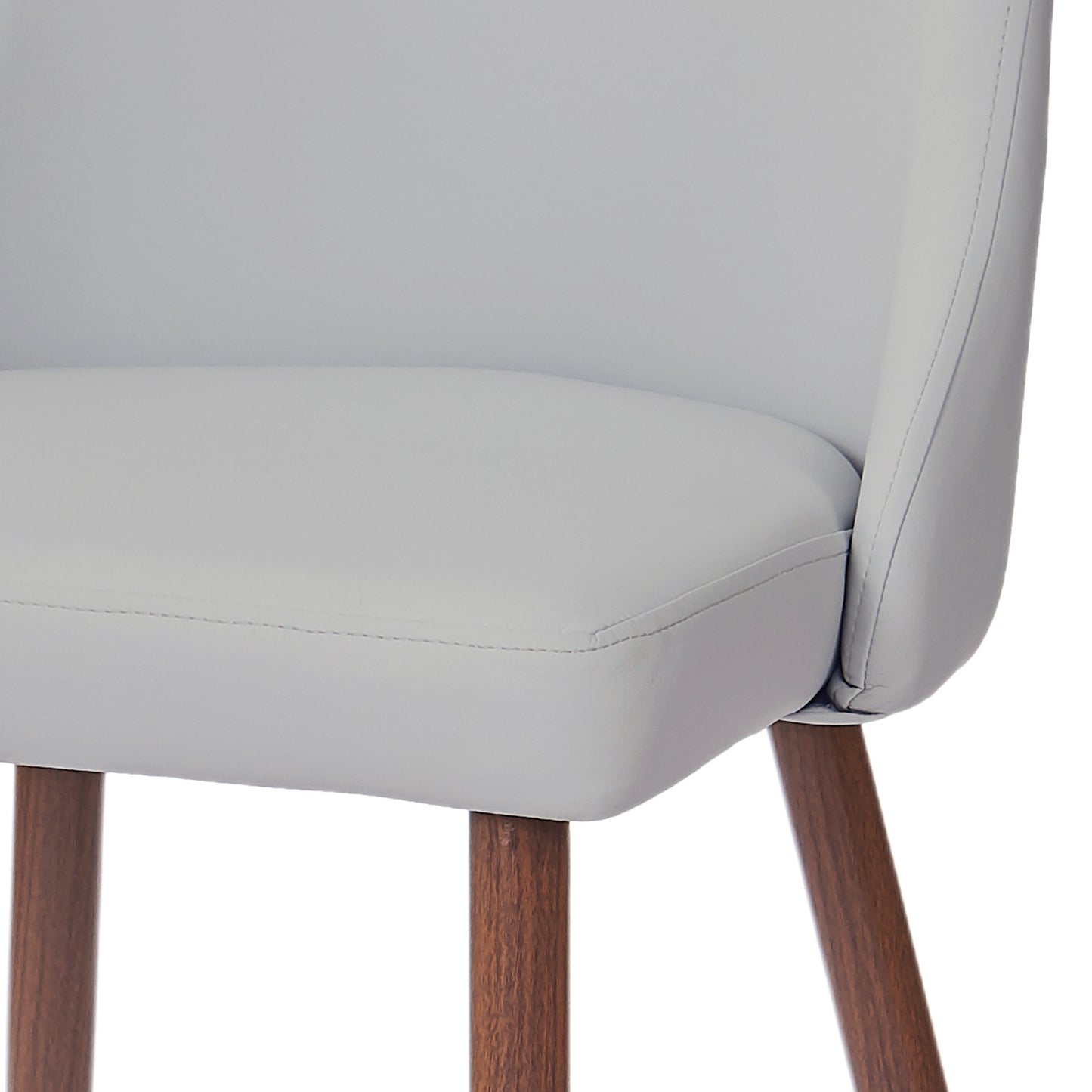 Cora Faux Leather Side Chair, Set of 2 in Light Grey and Walnut