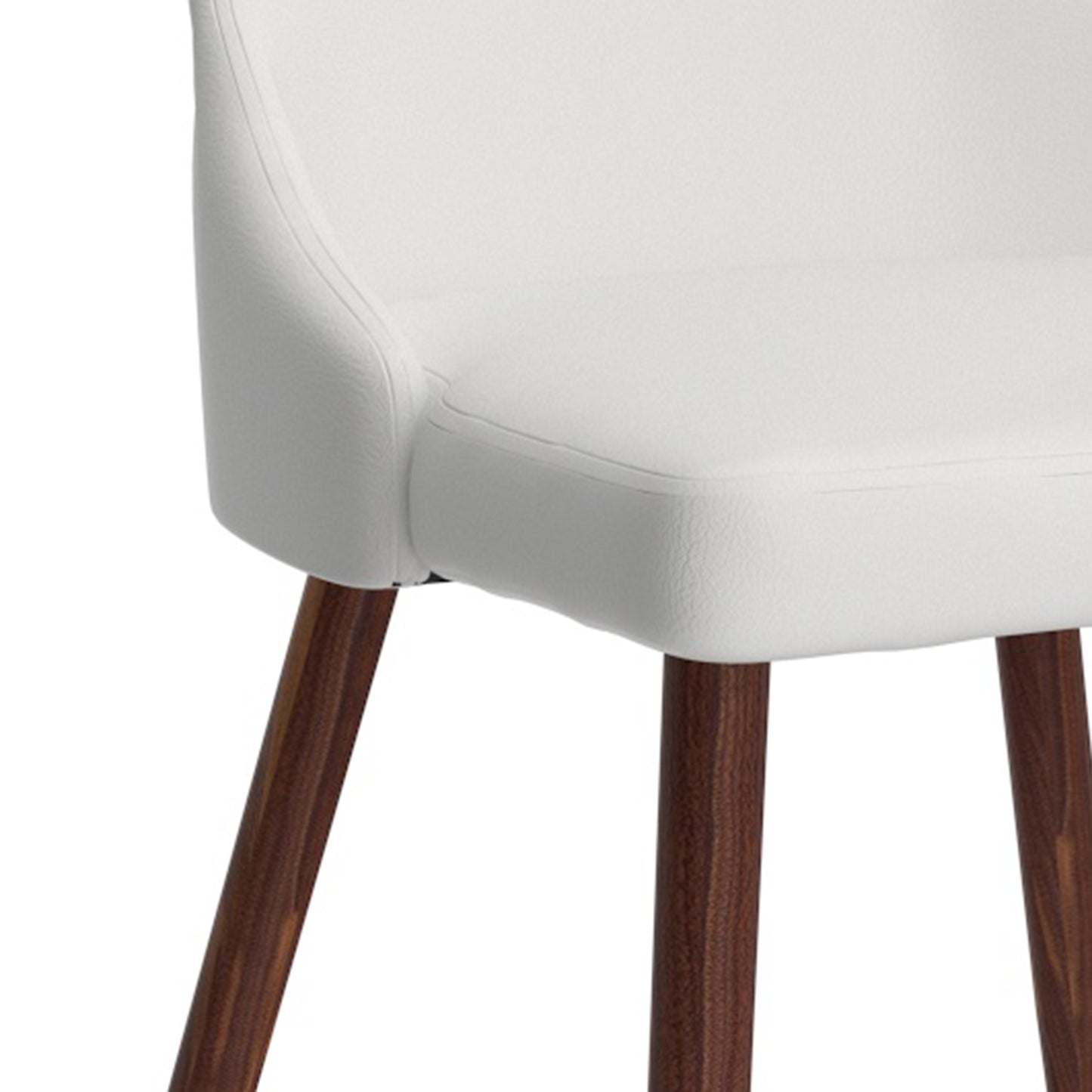 Cora Faux Leather Side Chair, Set of 2 in White and Walnut