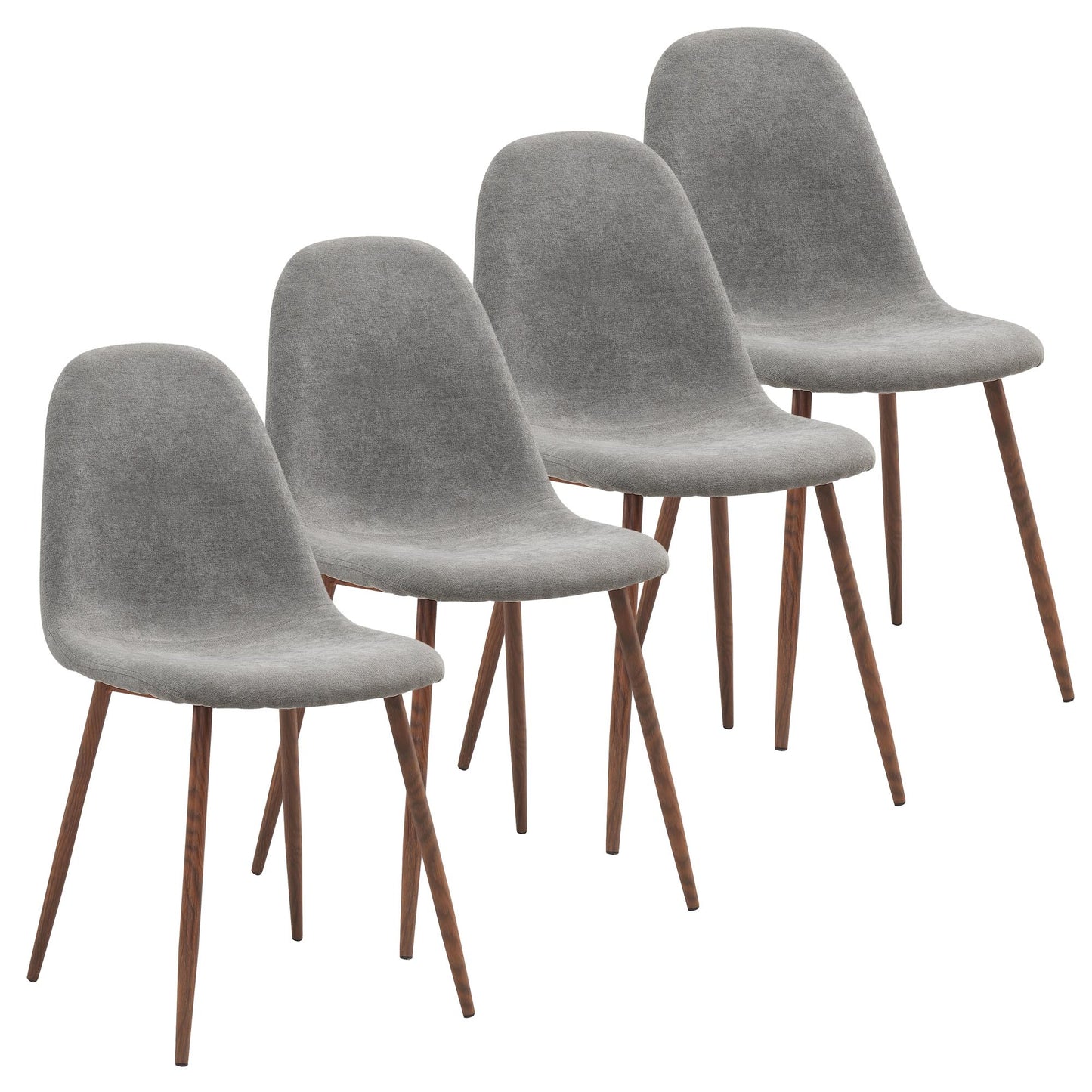Lyna Side Chair, Set of 4 in Grey and Walnut