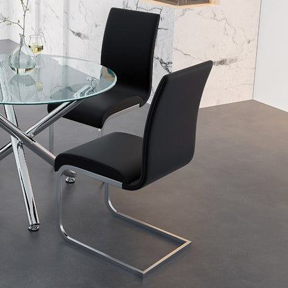 Maxim Side Chair, Set of 2 in Black and Chrome